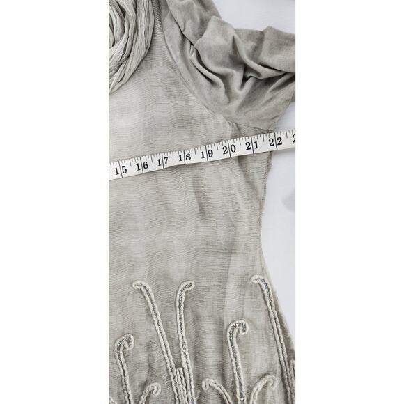 Soft Surroundings Silk Beaux Arts Lagon Look Long Sleeve Gray Tunic, Size Large - Picture 6 of 10